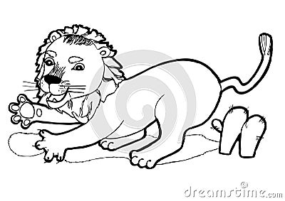 Small Lion, colouring book,black and white version illustration Vector Illustration